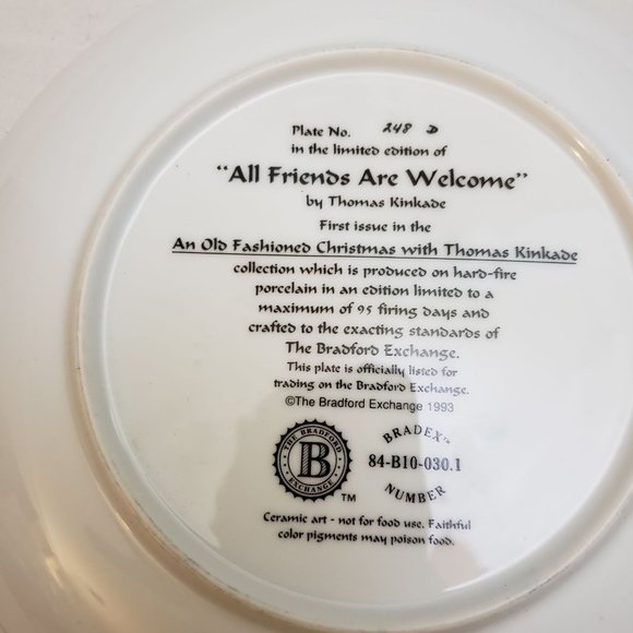 Thomas Kinkade Plate All Friends are Welcome - Picture 5 of 7